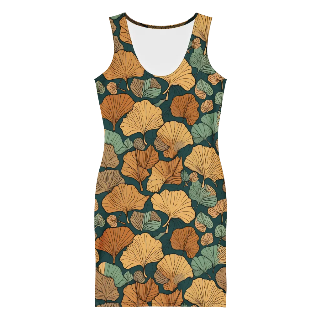 Ginkgo Noir on Bodycon Dress — Front