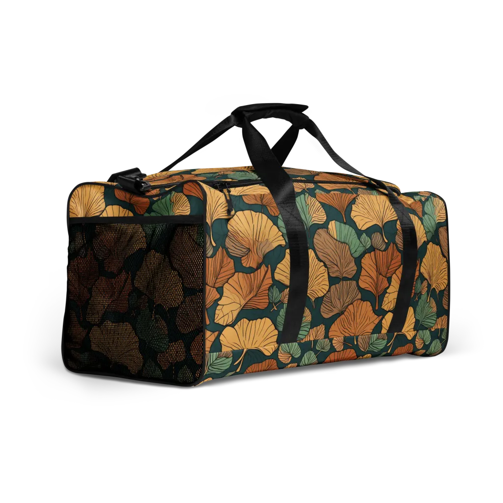 Ginkgo Noir on Duffle Bag — Right Front