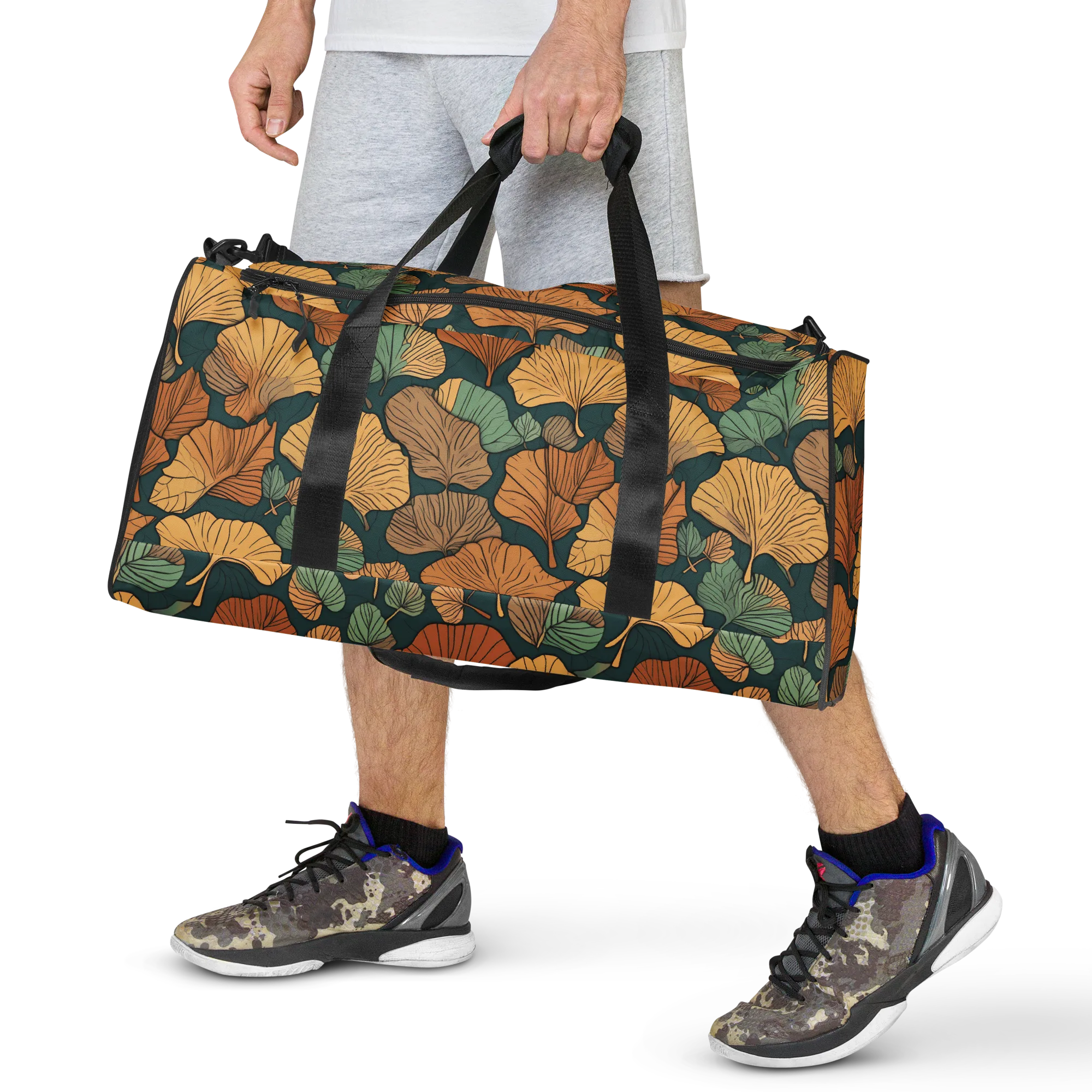 Ginkgo Noir on Duffle Bag — Front