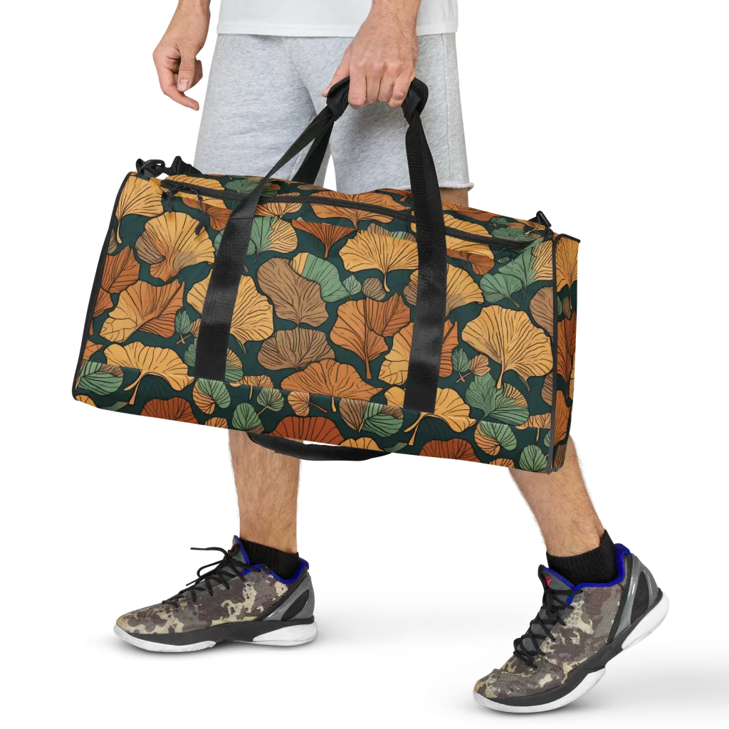 Ginkgo Noir on Duffle Bag — Front
