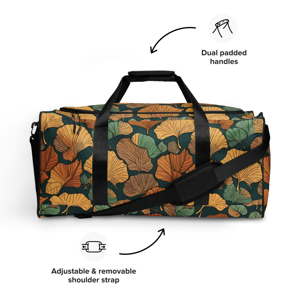 Ginkgo Noir on Duffle Bag — Front