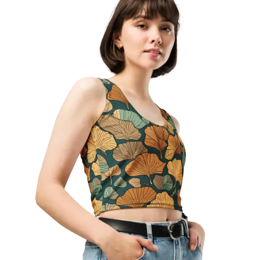 Ginkgo Noir on a Crop Top