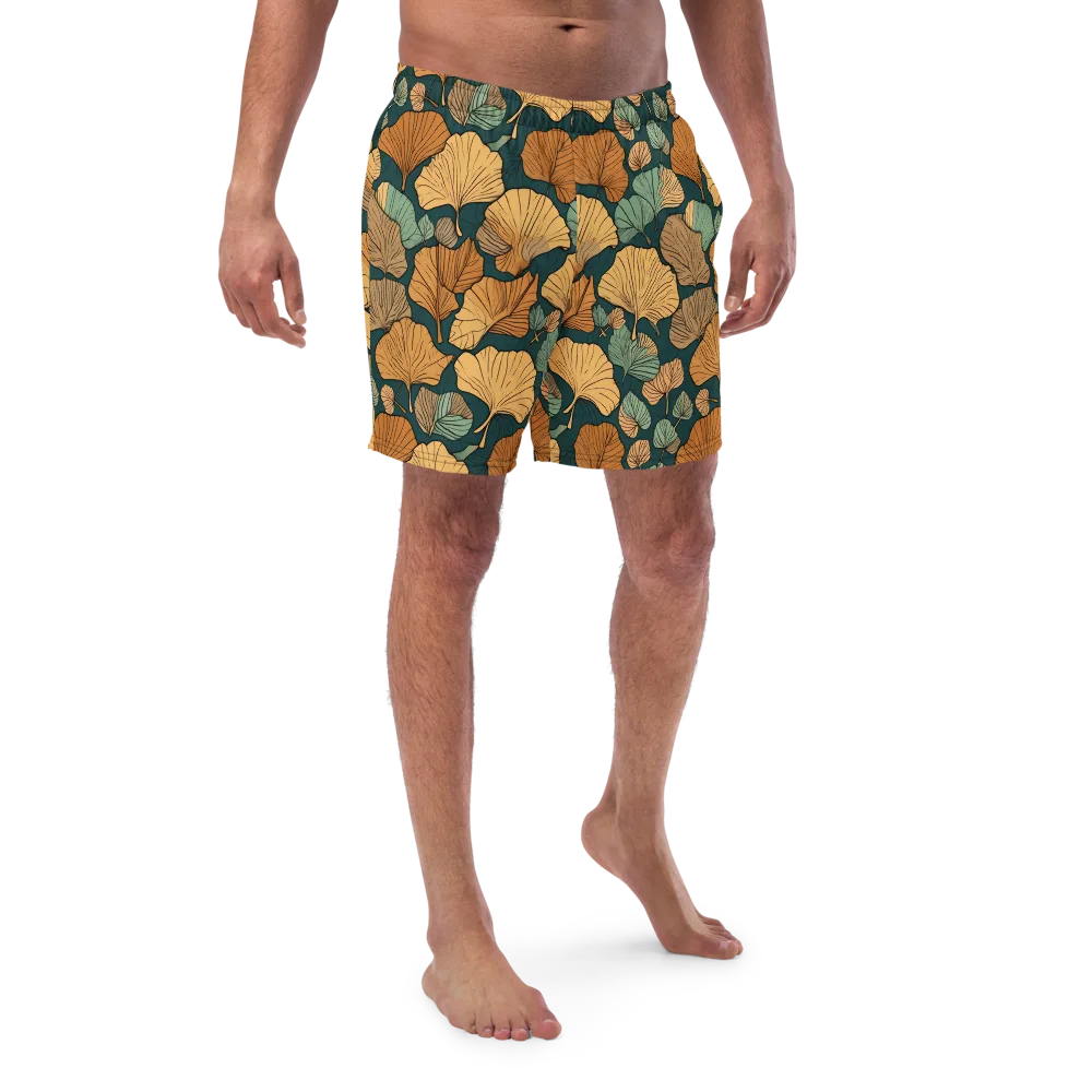 Ginkgo Noir on Swim Trunks — Front