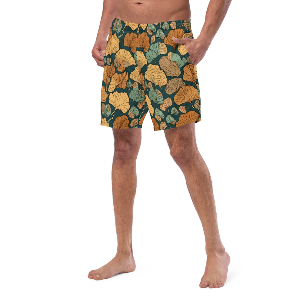 Ginkgo Noir on Swim Trunks — Left Front