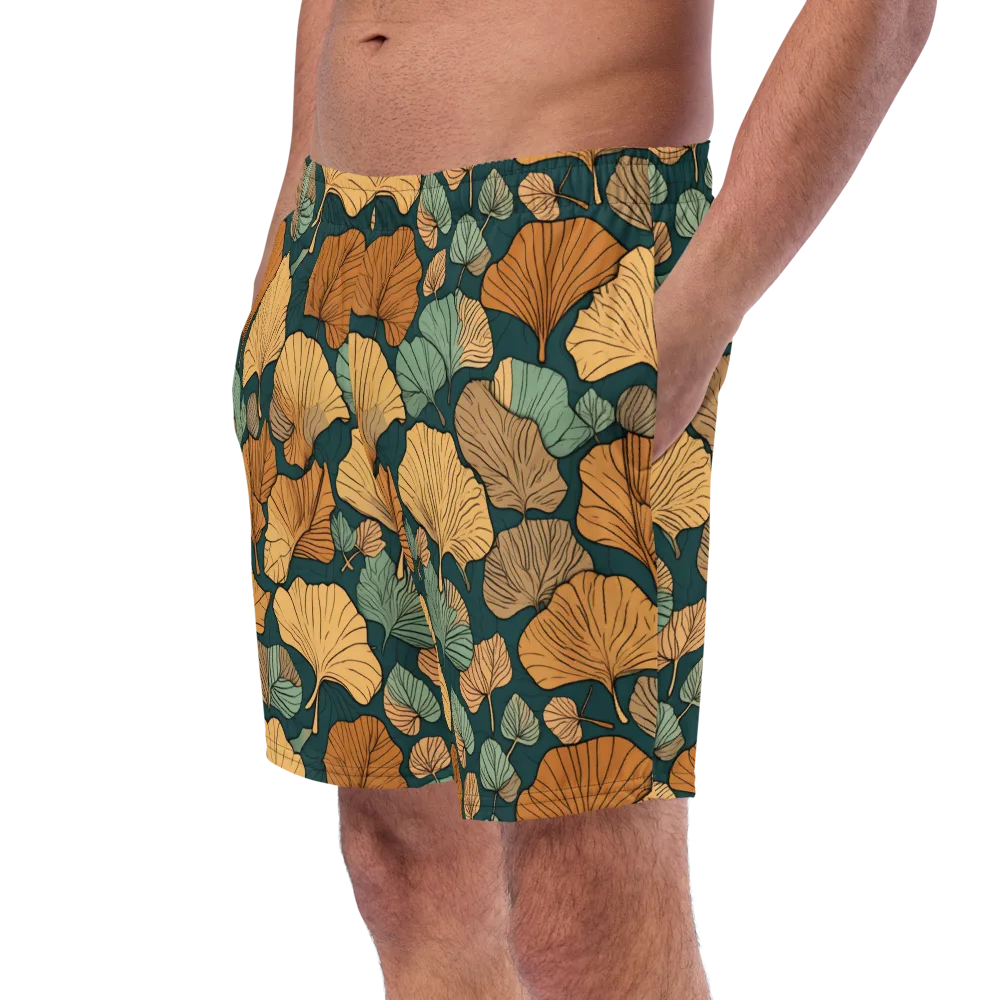 Ginkgo Noir on Swim Trunks — Left Front