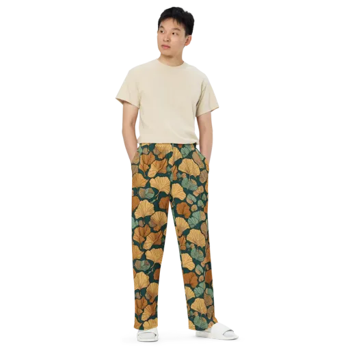 Ginkgo Noir on a Wide-Leg Pants