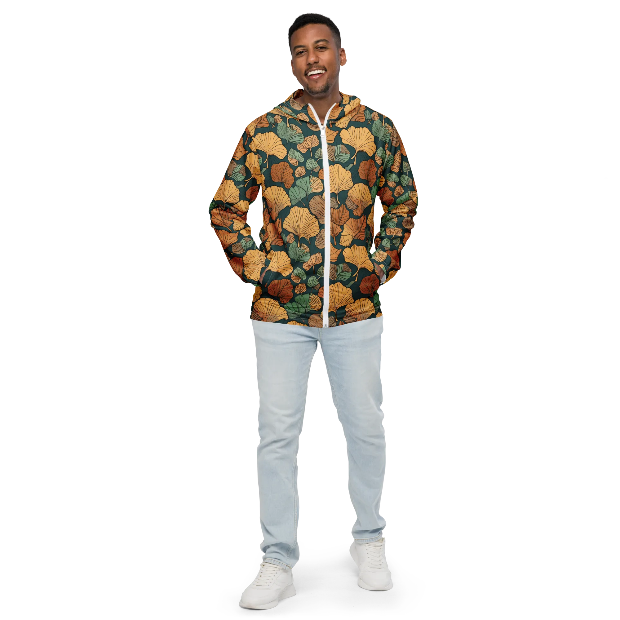 Ginkgo Noir on Men's Windbreaker — Front