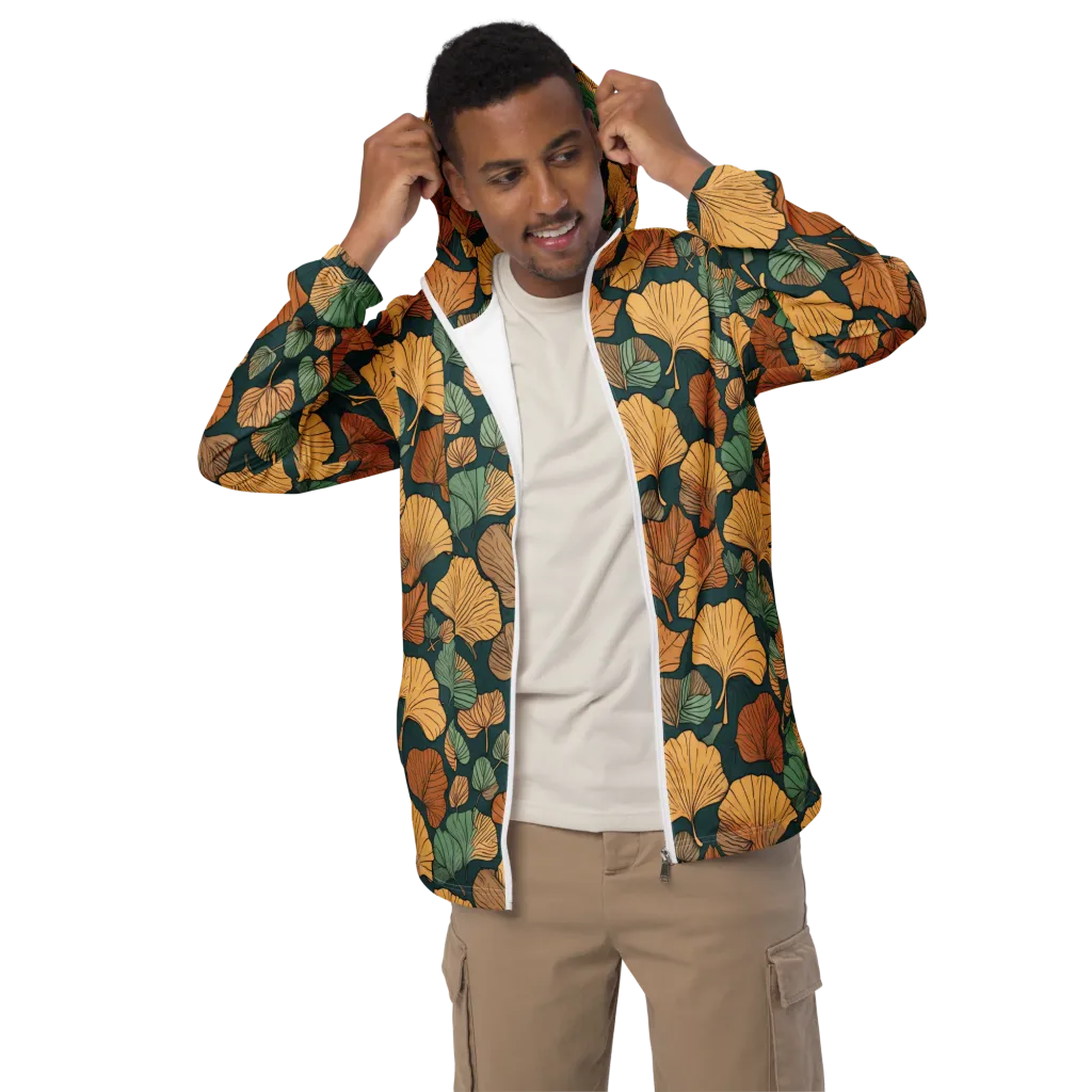 Ginkgo Noir on Men's Windbreaker — Front