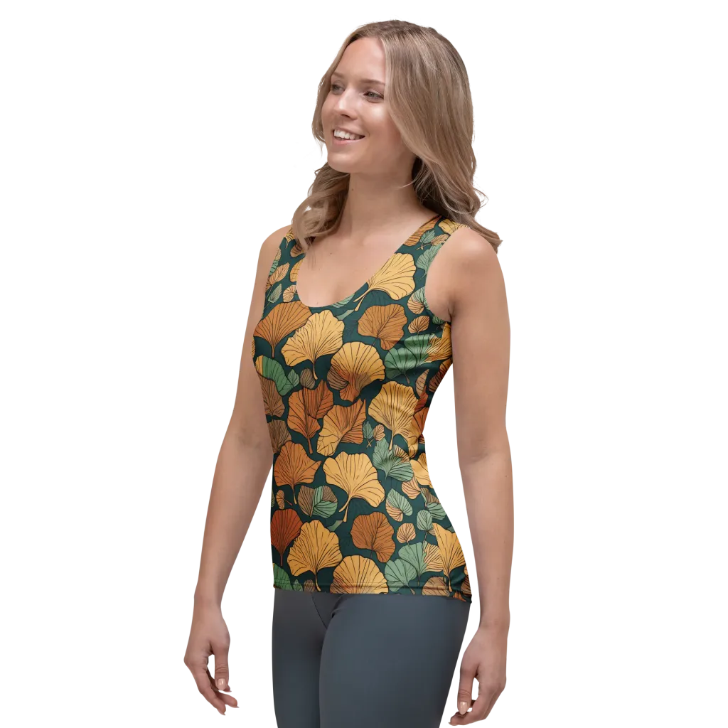 Ginkgo Noir on Women's Tank Top — Left Front