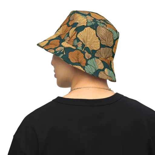 Ginkgo Noir on a Reversible Bucket Hat