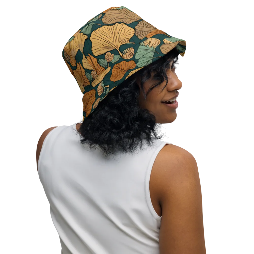 Ginkgo Noir on Reversible Bucket Hat — Right Outside