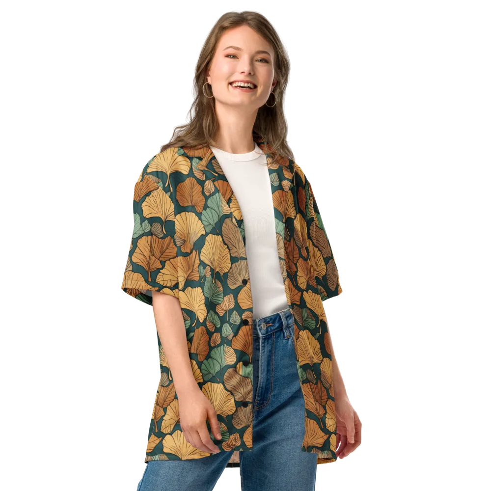 Ginkgo Noir on Button Shirt — Front