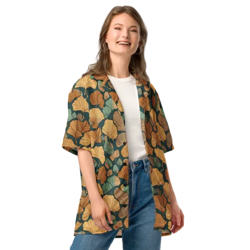 Ginkgo Noir on a Button Shirt