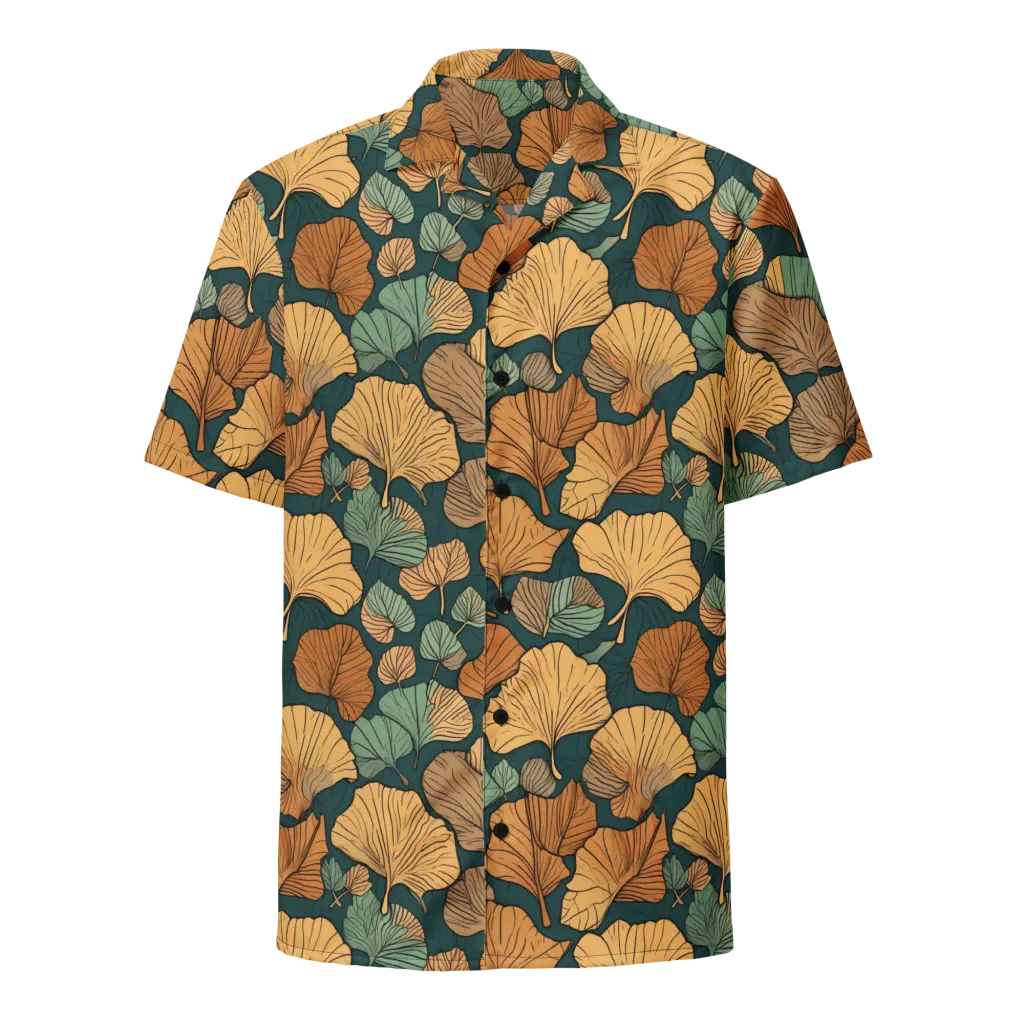 Ginkgo Noir on Button Shirt — Front
