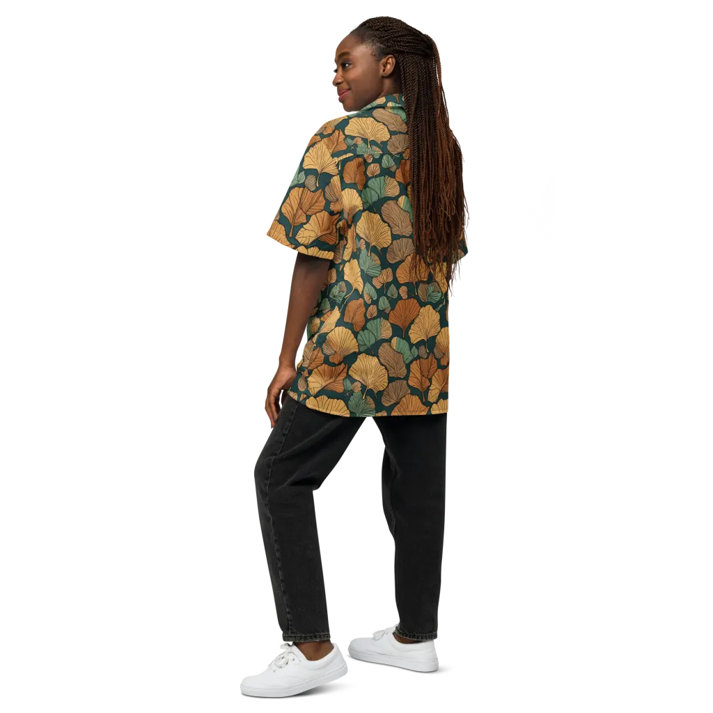 Ginkgo Noir on Button Shirt — Back