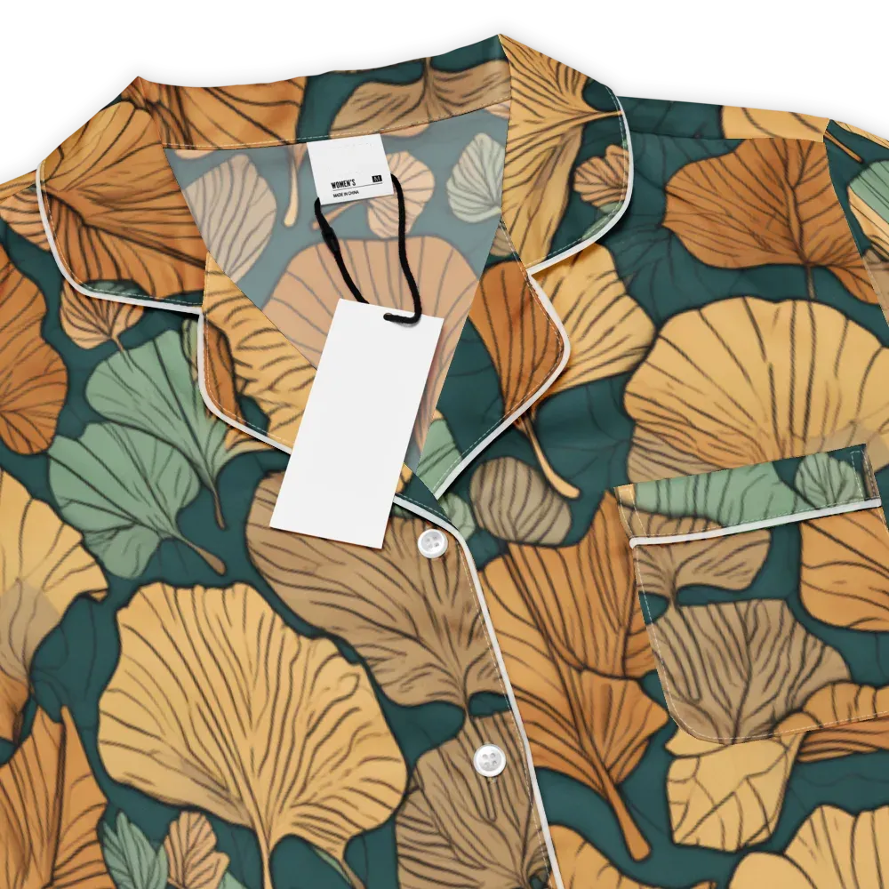 Ginkgo Noir on Women's Short Sleeve Pajama Top — Product details