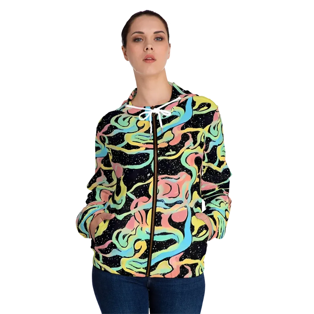 Mcguire Wavelength on Women's Full-Zip Hoodie — Front On Person