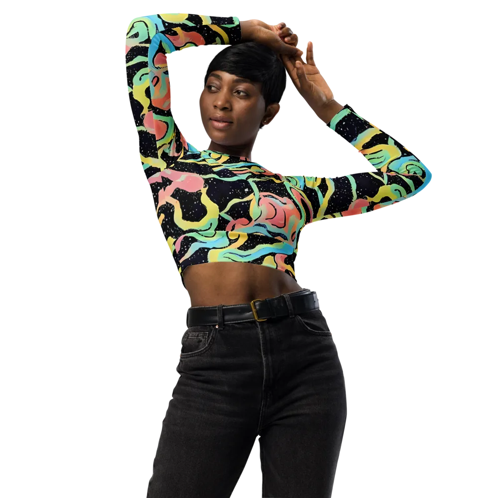 Mcguire Wavelength on Long Sleeve Crop Top — Front