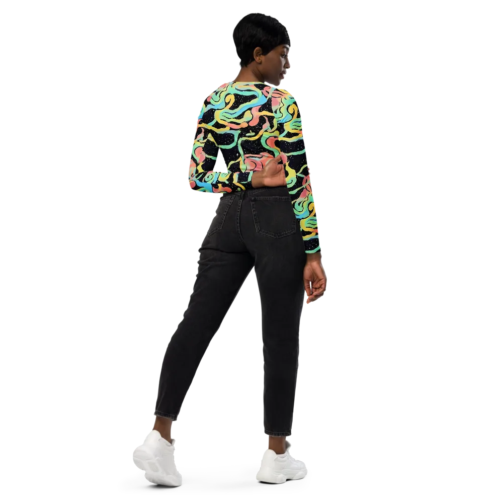 Mcguire Wavelength on Long Sleeve Crop Top — Right Back