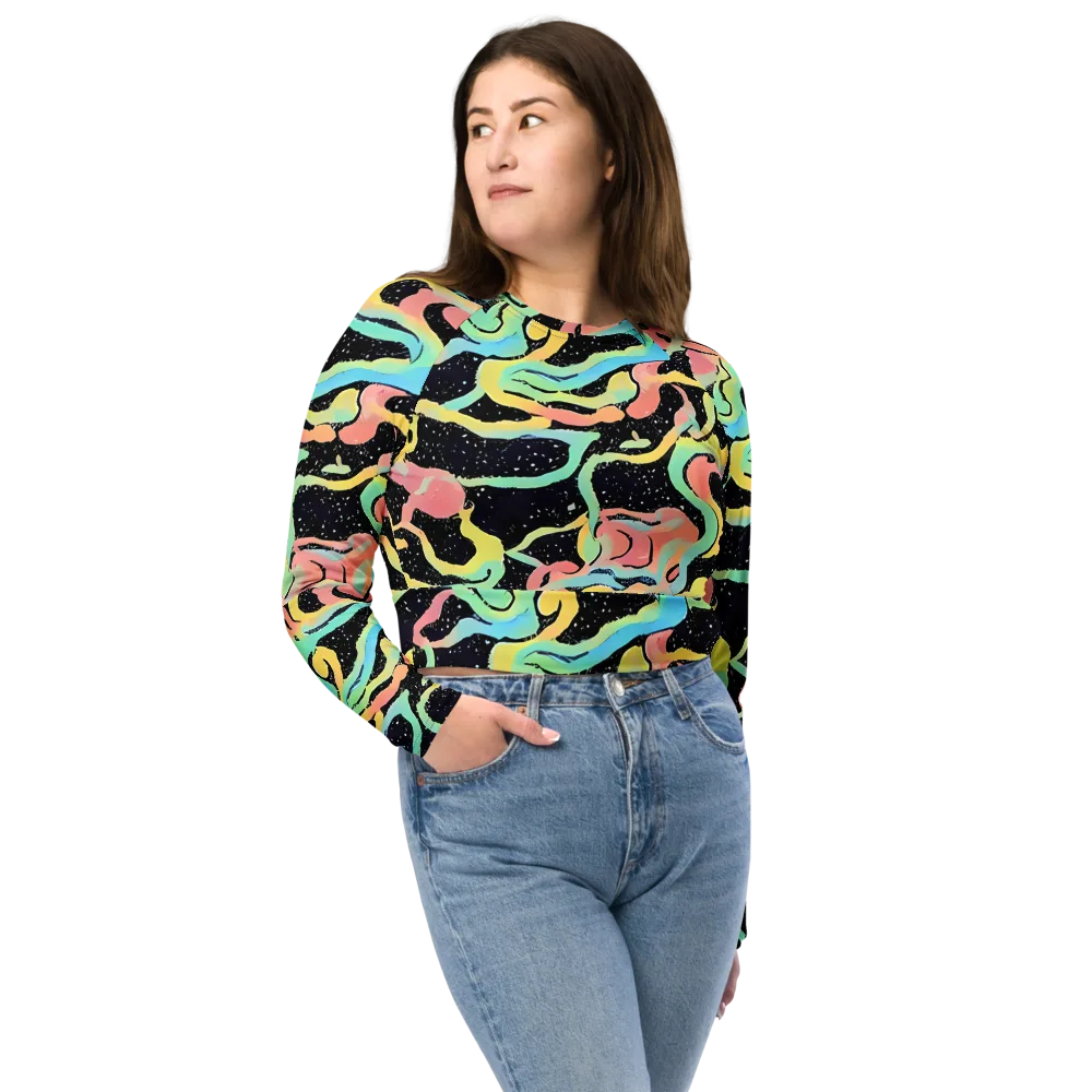 Mcguire Wavelength on Long Sleeve Crop Top — Front