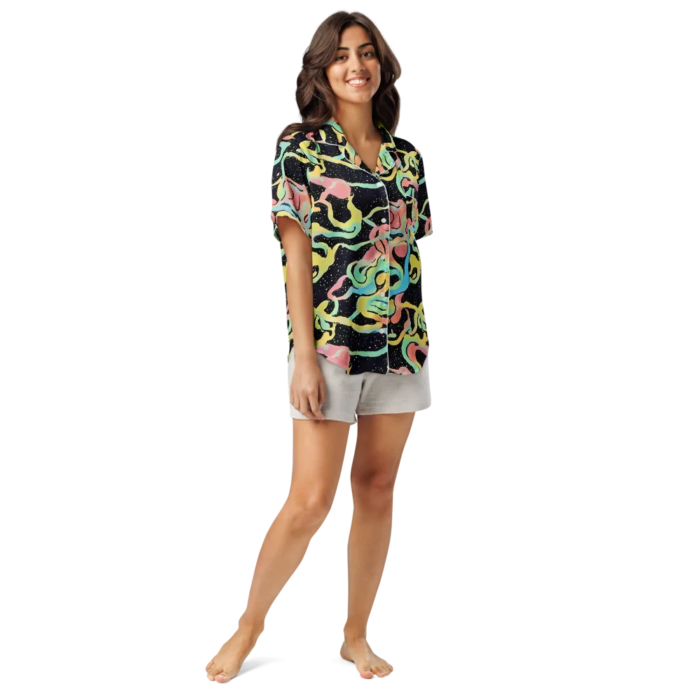 Mcguire Wavelength on Women's Short Sleeve Pajama Top — Front