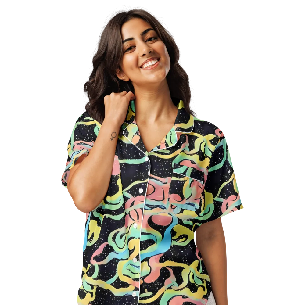 Mcguire Wavelength on Women's Short Sleeve Pajama Top — Front