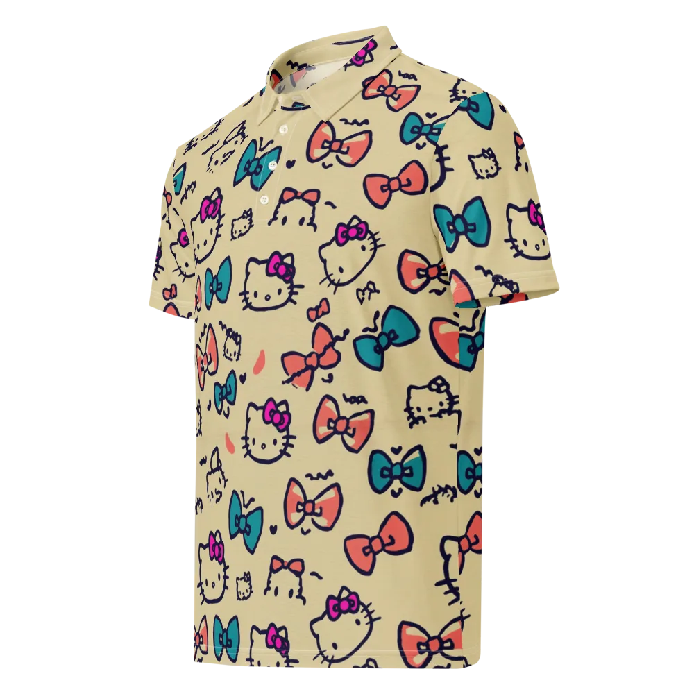 Bow Kitty Parade on Men's Slim Fit Polo Shirt — Left Front