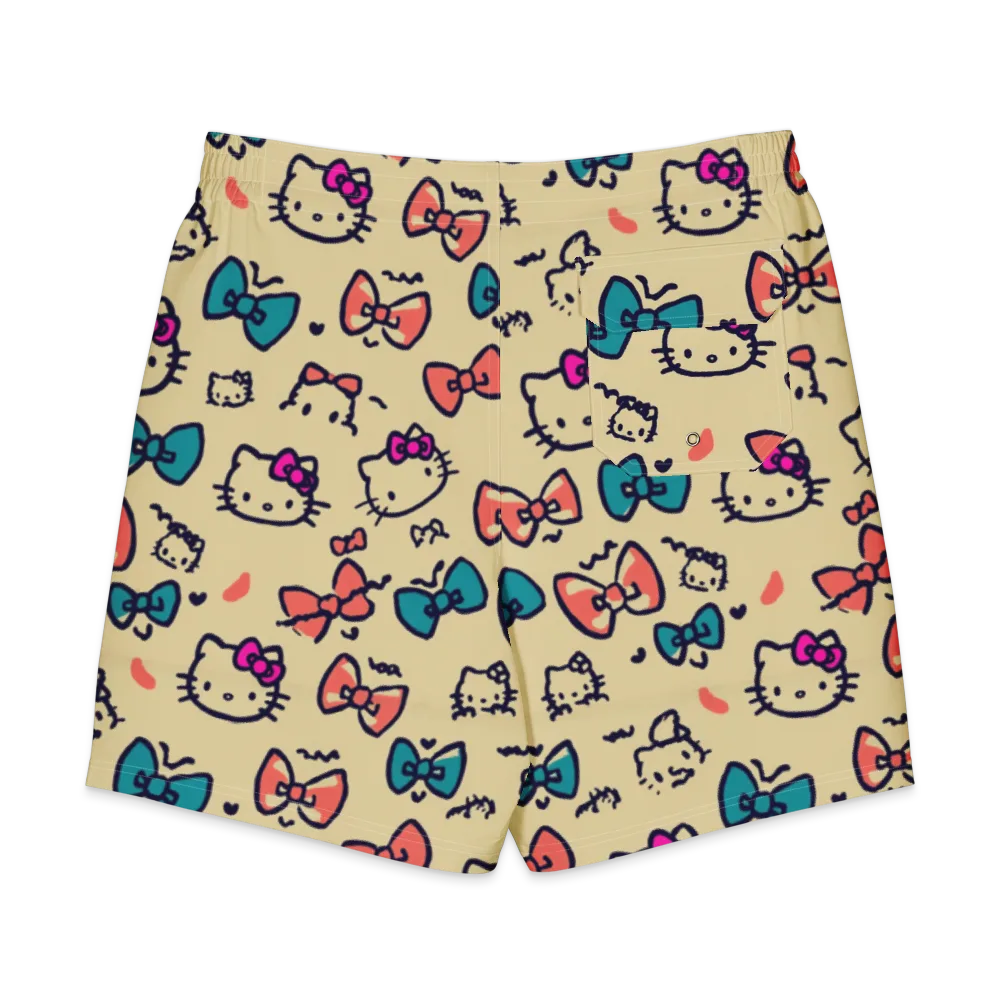 Bow Kitty Parade on Men's Board Shorts — Back