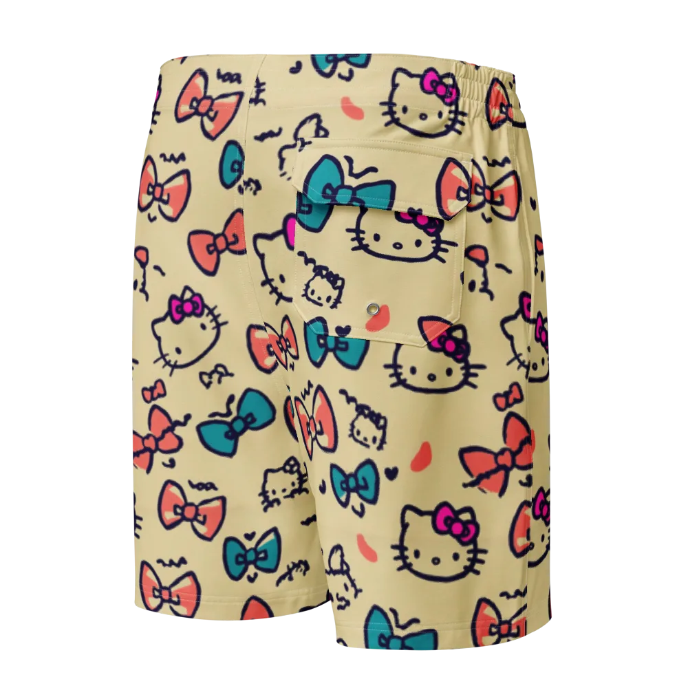 Bow Kitty Parade on Men's Board Shorts — Back