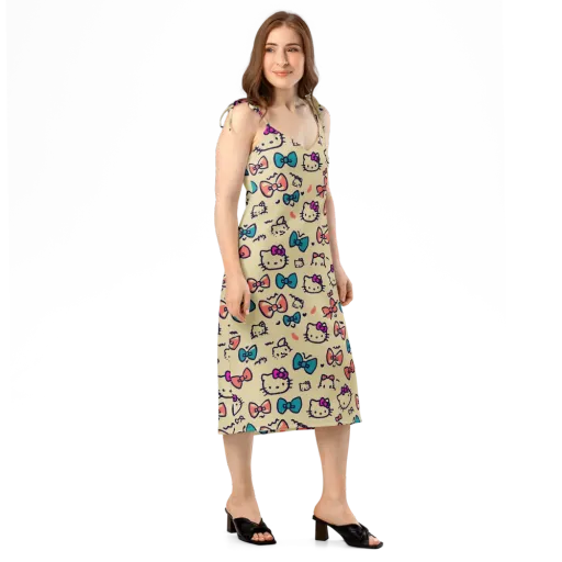 Bow Kitty Parade on a Slip Dress