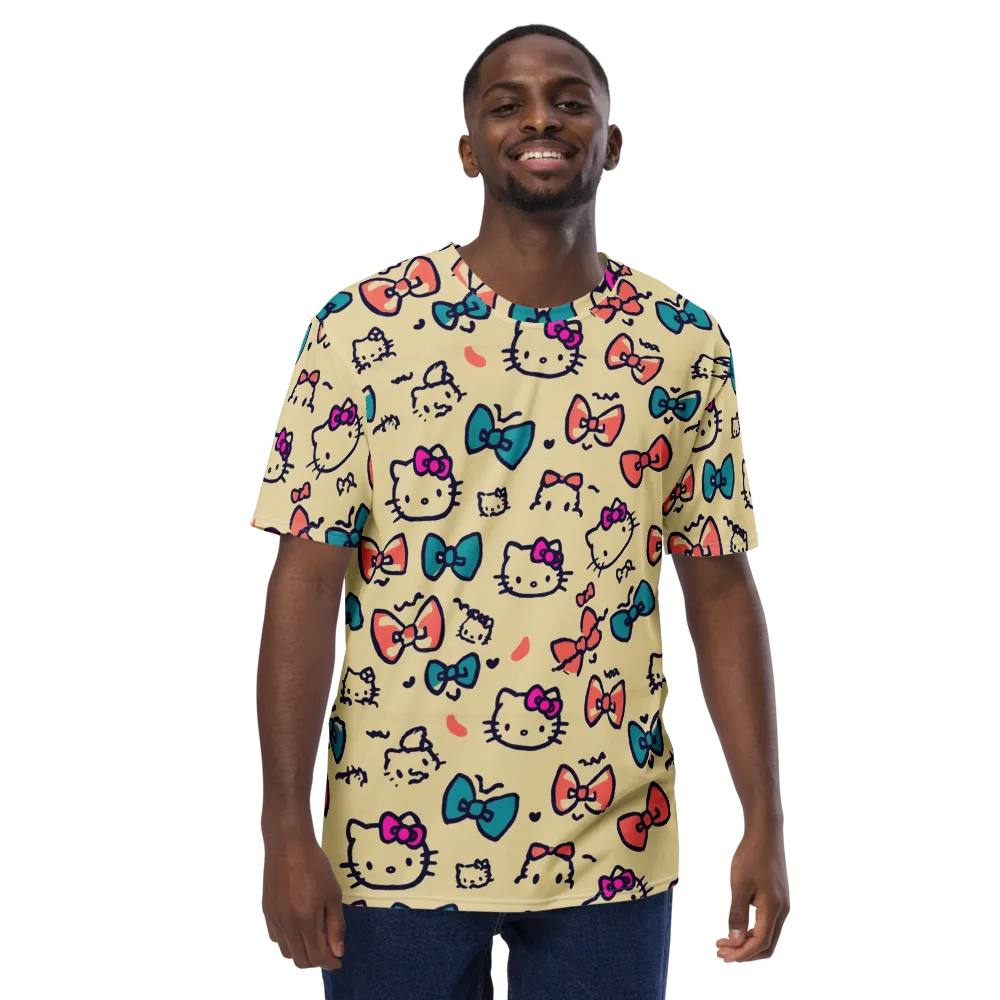 Bow Kitty Parade on Men's Crew Neck T-Shirt — Front