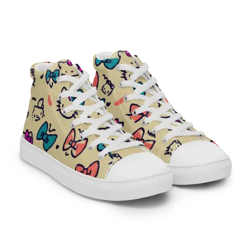 Bow Kitty Parade on a Men's High Top Canvas Shoes
