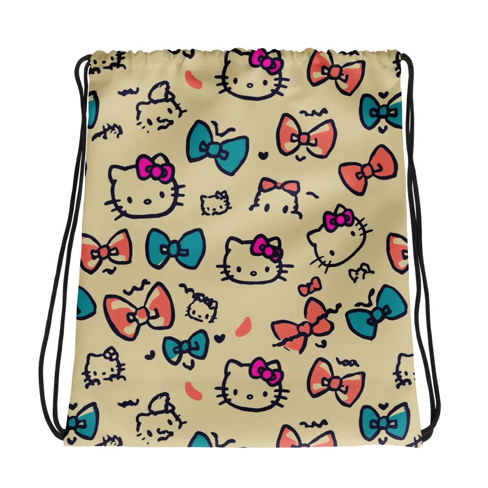 Bow Kitty Parade on Drawstring Bag — Photo