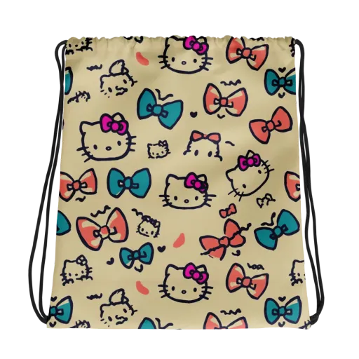 Bow Kitty Parade on a Drawstring Bag