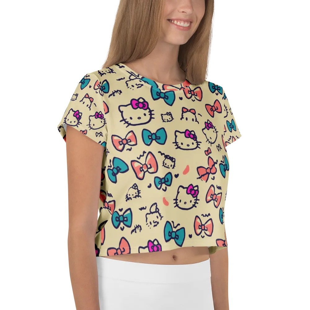 Bow Kitty Parade on Crop Tee — Right