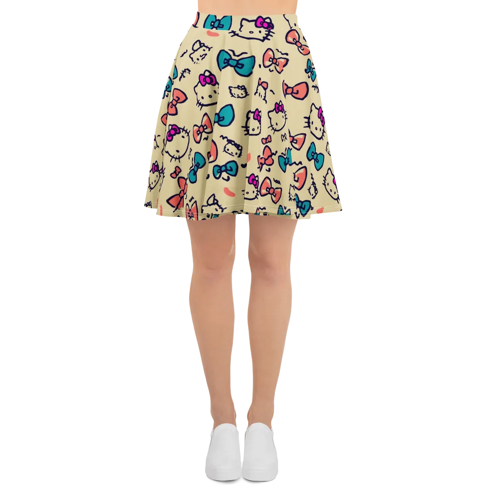 Bow Kitty Parade on Skater Skirt — Front