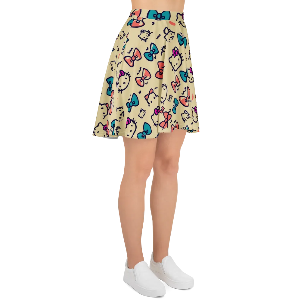 Bow Kitty Parade on Skater Skirt — Right