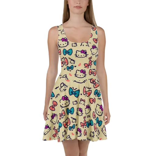 Bow Kitty Parade on a Skater Dress