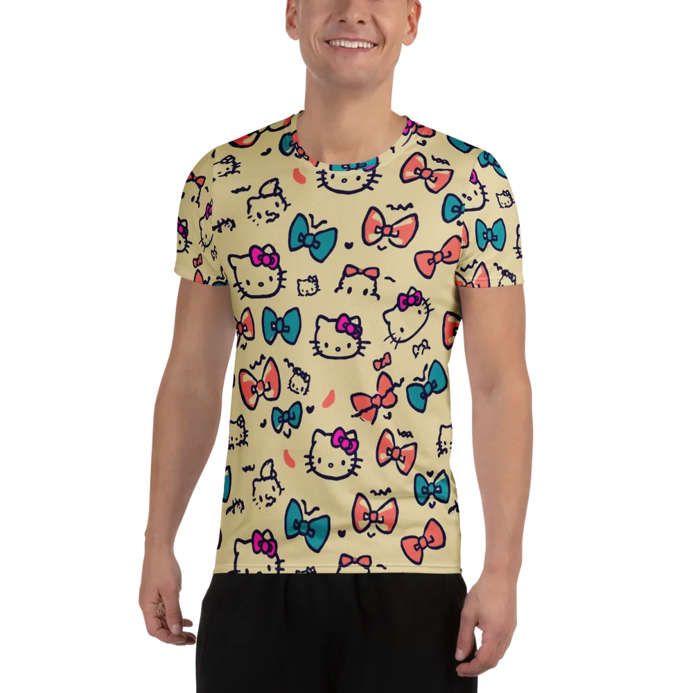 Bow Kitty Parade on Men's Athletic T-Shirt — Front