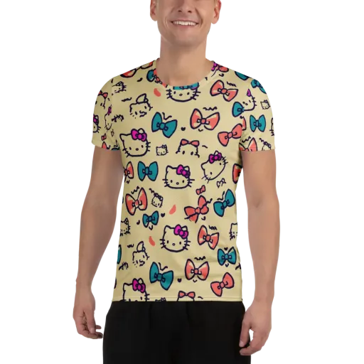 Bow Kitty Parade on a Men's Athletic T-Shirt
