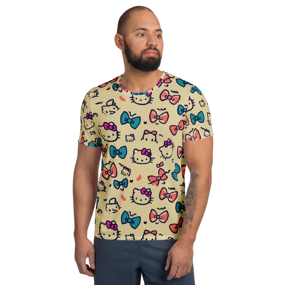 Bow Kitty Parade on Men's Athletic T-Shirt — Front
