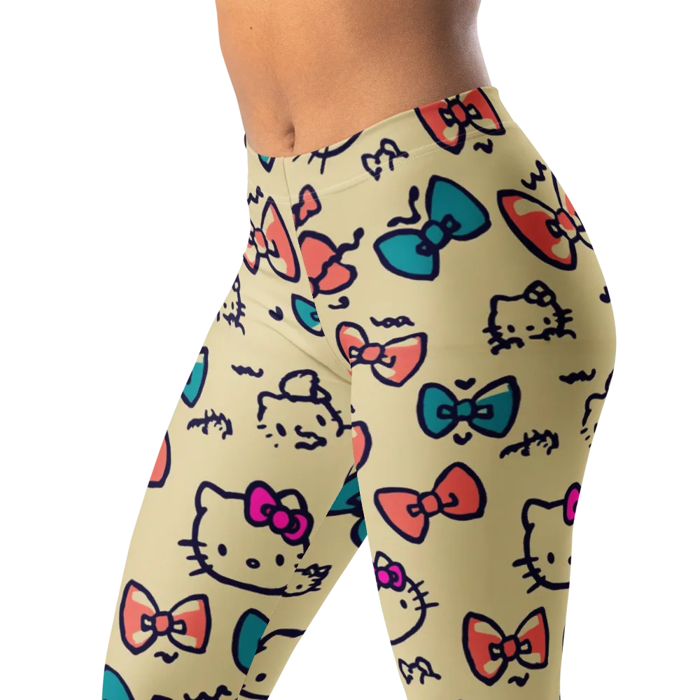 Bow Kitty Parade on Leggings — Left Front
