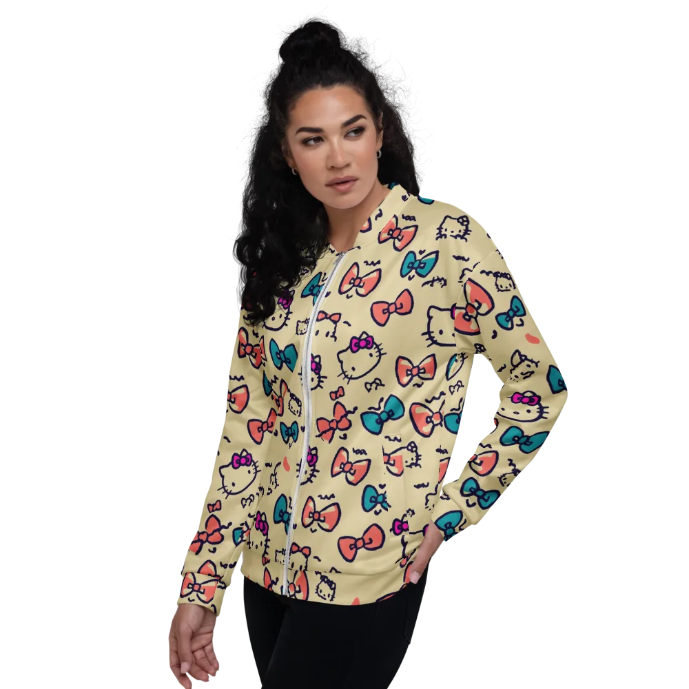Bow Kitty Parade on Bomber Jacket — Left
