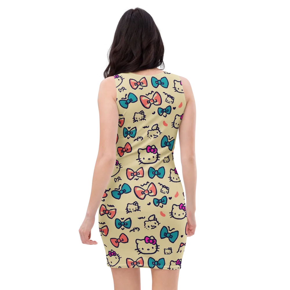 Bow Kitty Parade on Bodycon Dress — Back