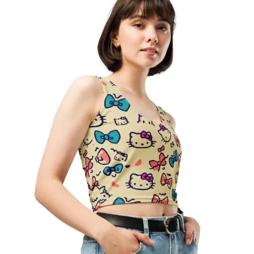 Bow Kitty Parade on a Crop Top