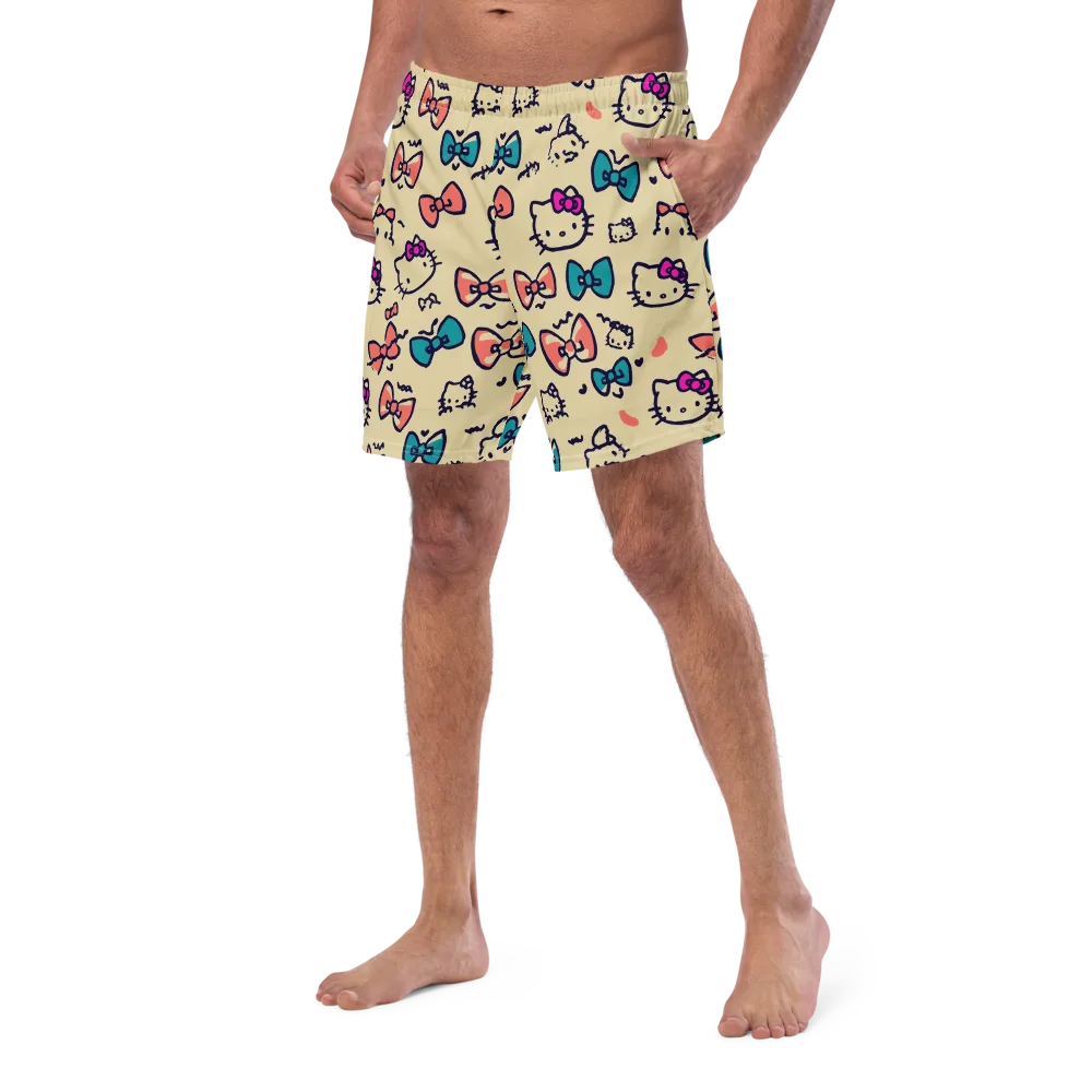 Bow Kitty Parade on Swim Trunks — Left Front