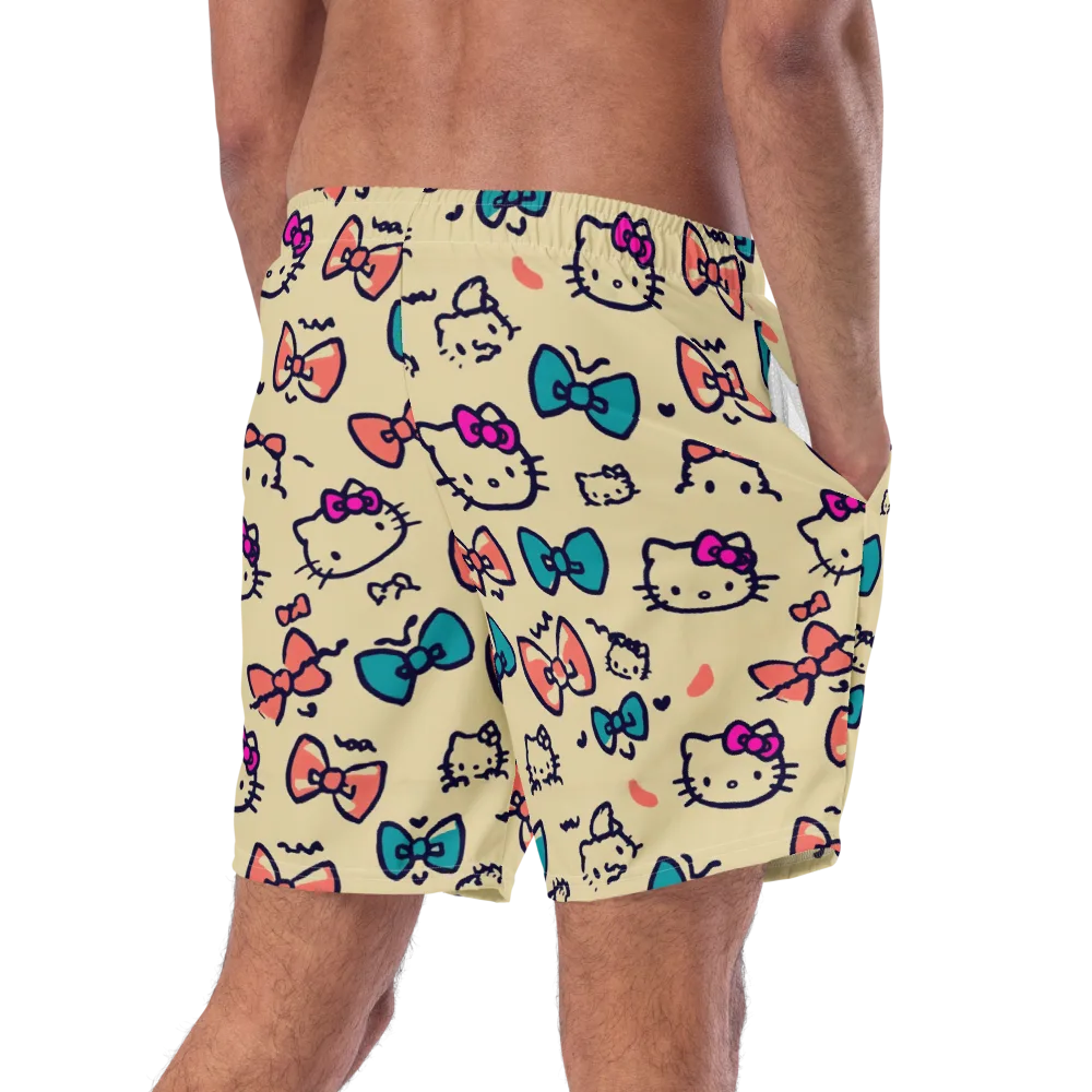 Bow Kitty Parade on Swim Trunks — Right Back