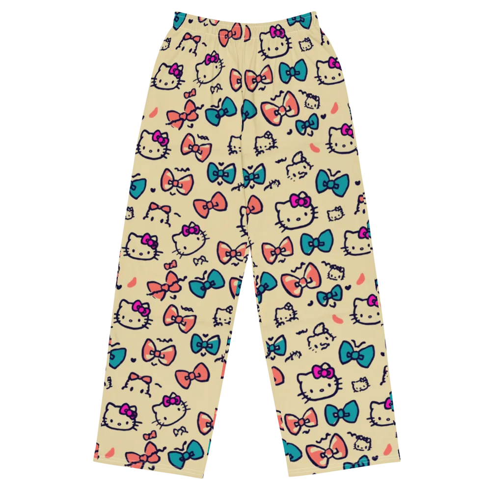Bow Kitty Parade on Wide-Leg Pants — Front