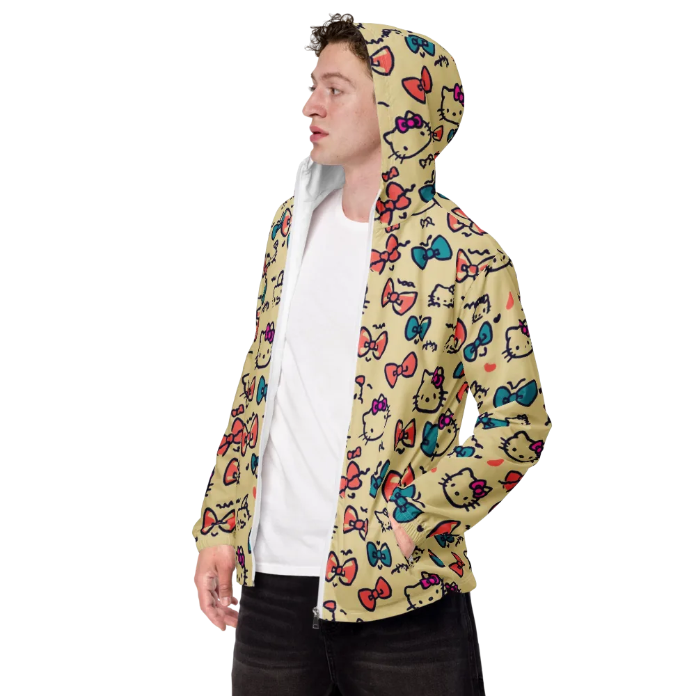 Bow Kitty Parade on Men's Windbreaker — Left Front