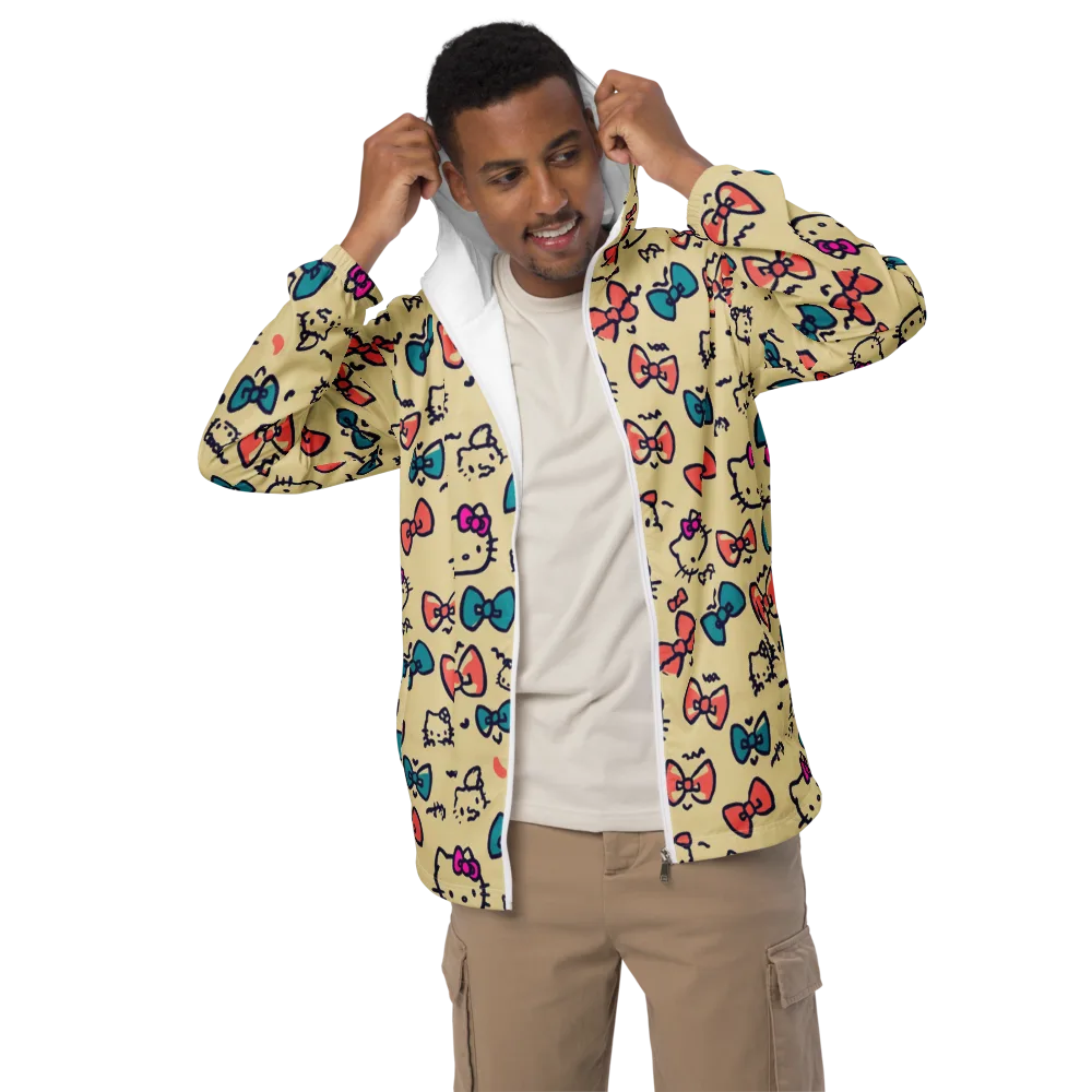 Bow Kitty Parade on Men's Windbreaker — Front